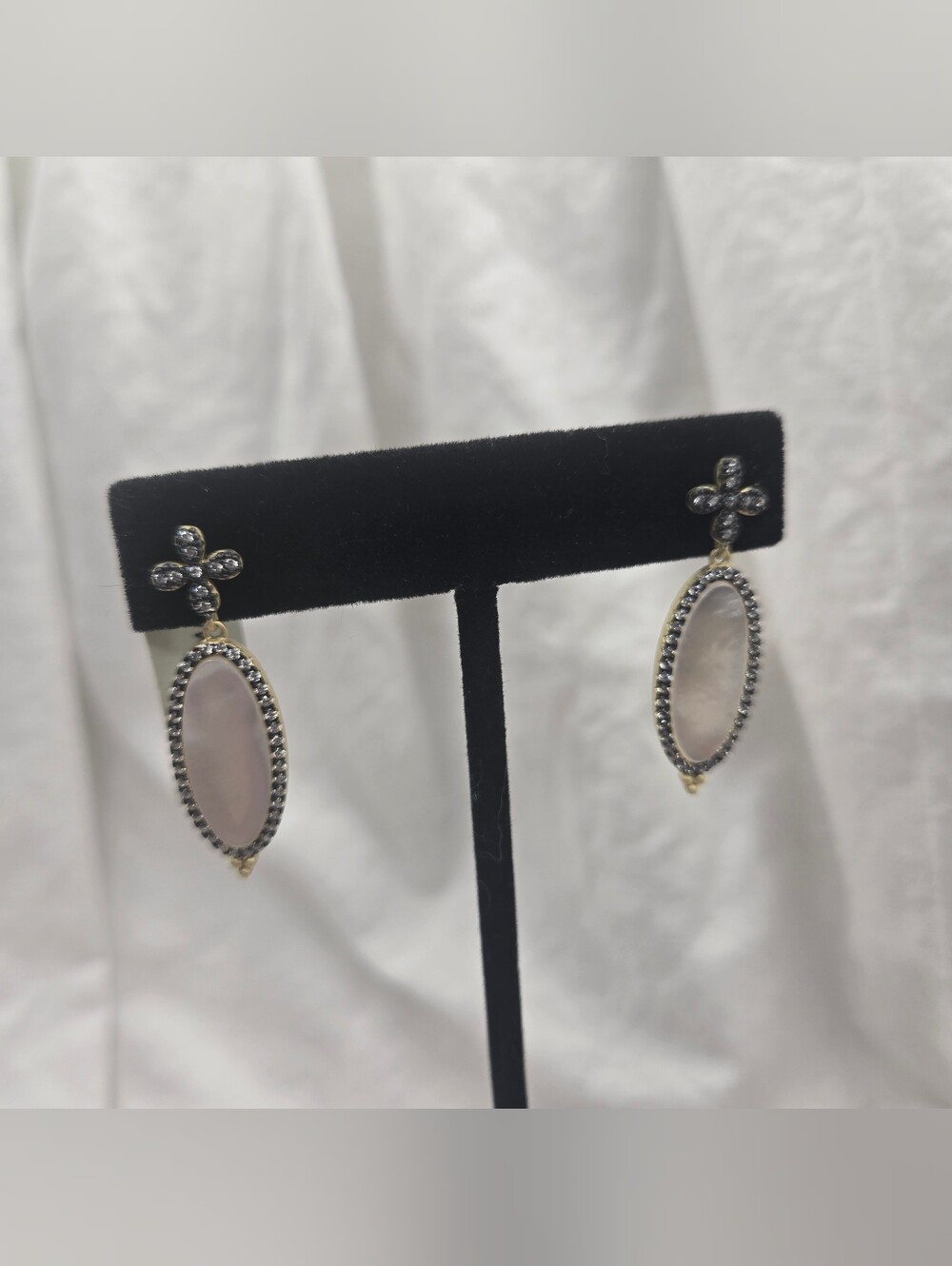Freida Rothman Mother-of-Pearl Drop Earrings with CZ Accents